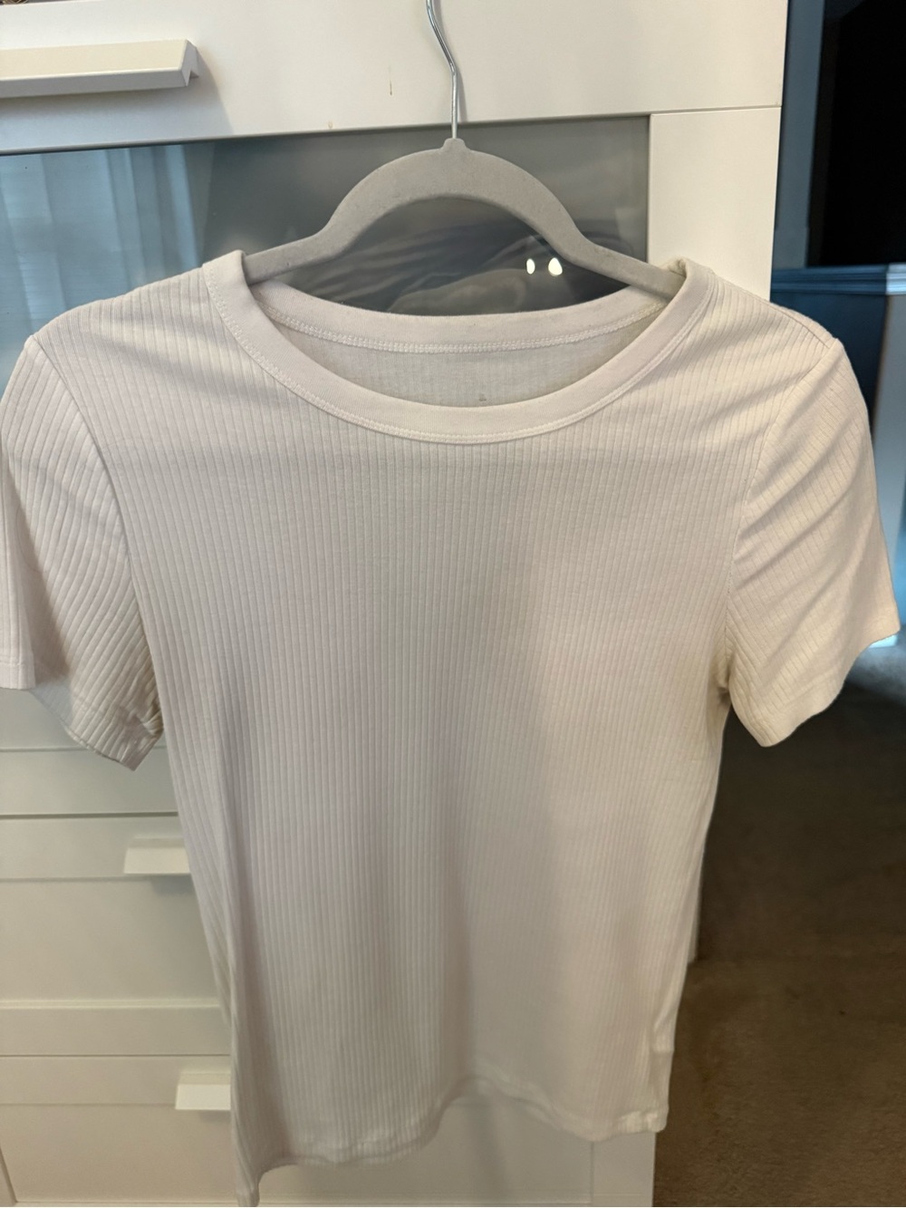 Target-Ribbed Crew Neck T-Shirt